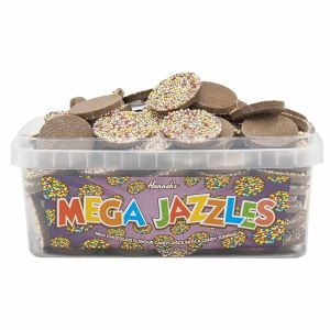 Pick and Mix Sweets - A full tub of Chocolate flavour candy disc sweets with sprinkles on top