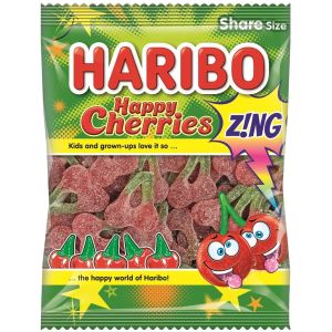 Haribo Fizzy cherry flavour jelly sweets with a sour fizzy coating