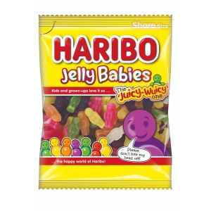Haribo jelly sweets in the shape of jelly babies and fruit flavour sweets