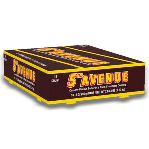 American Sweets -A full case of 18 Hershey 5th Avenue, peanut butter and chocolate American candy bars.