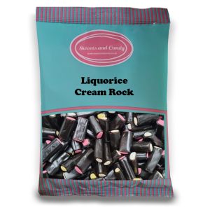 Liquorice Cream Rock - 1Kg Bulk bag of retro liquorice sweets with a fondant centre.