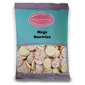 Mega Snowies - 1Kg Bulk bag of white chocolate flavour candy pieces with a sprinkle candy topping!