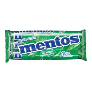 A pack of 3 rolls of chewy spearmint flavour mentos sweets