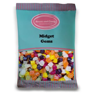 Midget Gems - 1Kg Bulk bag of retro fruit flavour, firm gummy sweets.