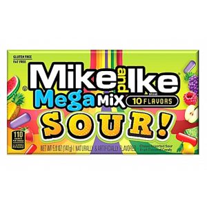 An American theatre box full of sour Mike and Ike American sweets