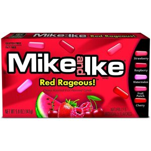 An American theatre box frull of red fruit flavour Mike and Ike American sweets