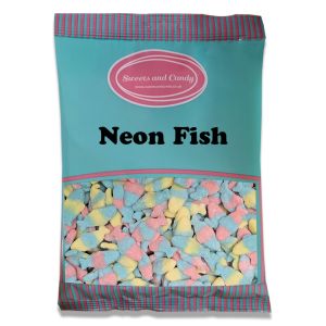 Neon Fish 1kg - bulk 1kg bag of brightly coloured fizzy sweets shaped like fish