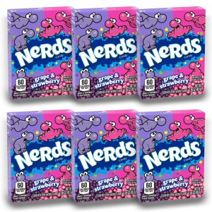 American Sweets - A pack of 6 grape and strawberry flavour Nerds, crunchy chewy American candy.