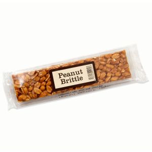 A 100g peanut brittle bar made from crunchy peanuts covered in caramelised sugar.