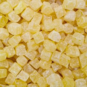 Pineapple Cubes - Retro pineapple flavour boiled sweets in a cube shape and coated in sugar