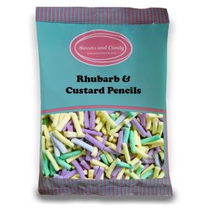 Rhubarb and Custard Pencils - 1Kg Bulk bag of retro rhubarb and custard flavour candy sweets