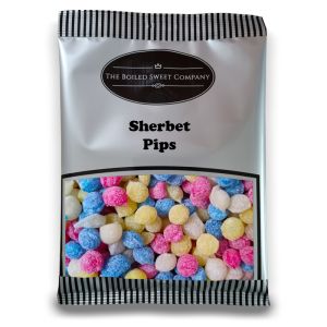 Sherbet Pips - 1Kg Bulk bag of traditional small assorted fruit flavour boiled sweets with a sherbet centre