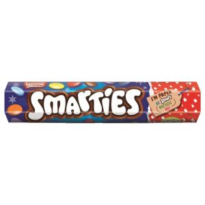 Christmas Sweets - A Christmas chocolate tube filled with milk chocolates with a colourful sugar shell.