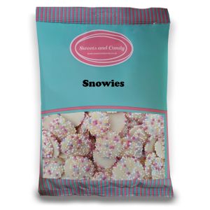 Snowies - 1Kg Bulk bag of retro white chocolate flavour candy buttons with a non peril candy topping!