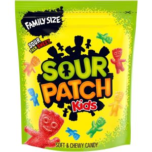 A family size sharing bag of American candy sour patch kids sweets