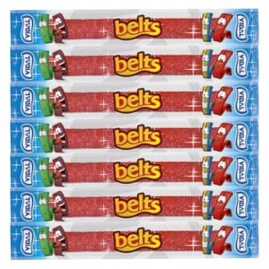 Individually wrapped sour strawberry belts