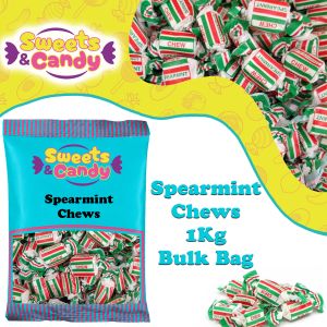Spearmint Chews - 1Kg Bulk bag of traditional spearmint flavour chewy sweets