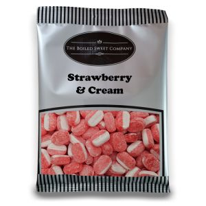 Strawberry and Cream - 1Kg Bulk bag of traditional boiled sweets with a strawberry and cream flavour.