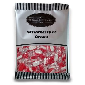 Strawberry and Cream - 1Kg Bulk bag of traditional boiled sweets with a strawberry and cream flavour.