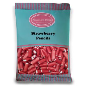 Strawberry Pencils - 1Kg Bulk bag of retro strawberry liquorice sweets with a fondant centre!