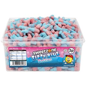 Sweetzone Fizzy Cola Bottles in a bulk plastic tub