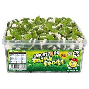 Sweetzone mini frogs sweets in a bulk plastic tub