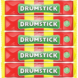 A pack of 5 Drumstick chew bars, vanilla and raspberry flavour chewy sweets