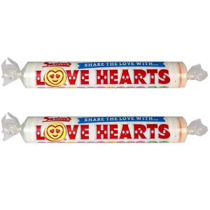 Swizzels fruit flavour hard candy sweets with a loving message on them