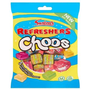 A bag of swizzels refreshers sweets in chewits style cubes with a fizzy sherbet centre