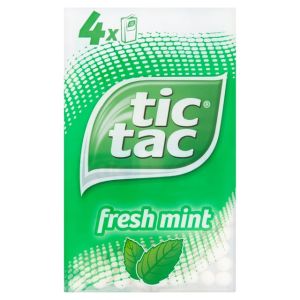 A pack of 4 tubs of fresh mint flavour Tic Tac sweets