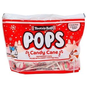 Christmas Themed Candy Cane Lollipops with Tootsie Roll inside