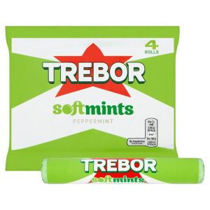 A pack of 4 rolls of peppermint flavour softmints sweets