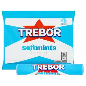 A multipack of 4 Trebor Softmints rolls in a fresh spearmint flavour