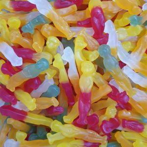Meerkat shaped jelly gummy sweets that are suitable for vegans