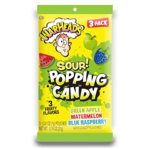 American Sweets - Warheads popping candy bags, includes 3 flavours - Green Apple, Watermelon, Blue Raspberry