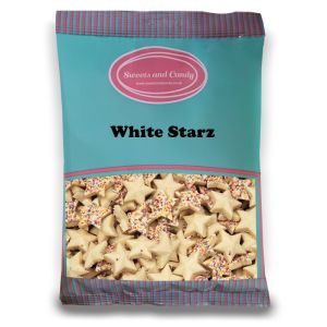 White Stars - A bulk 1kg bag of retro white chocolate flavour candy sweets shaped like stars
