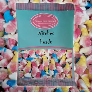 Halloween Sweets - Witches Heads  - 1Kg Bulk bag of spooky fruit flavour jelly sweets shaped like witches heads!