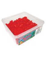 A full tub of jelly sweets shaped like juicy lips