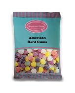 American Hard Gums - 1Kg Bulk bag of assorted fruit flavour gummy sweets in a dome shape.