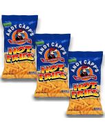 American Sweets - A pack of 3 large 85g bags of Andy Capp's Hot Fries American Crisps.