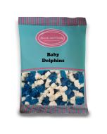 Baby Dolphins - 1Kg Bulk bag of retro fruit flavour jelly sweets, small blue and white sweets