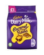 A share size bag of caramel nibbles from cadburys, chewy caramel sweets