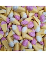 Candy Cones - Retro strawberry and cream flavour chocolate candy pieces shaped like icecream cones!