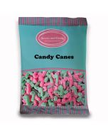 Christmas Sweets - 1Kg Bulk bag of strawberry flavour gummies sweets shaped like candy canes.