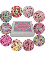 A variety of fizzy pick and mix sweets in our sweets and candy hamper box.