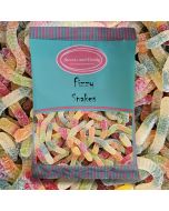 Fizzy Snakes - 1Kg Bulk bag of retro fizzy fruit flavour sweets shaped like snakes with a fizzy sour coating.