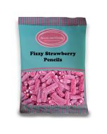 Fizzy Strawberry Pencils - 1Kg Bulk bag of retro fizzy strawberry pencils with a fondant filling.