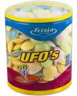 A bulk tub of 300 flying saucers, edible paper UFO's filled with sherbet
