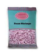 Foam Shrimps - A 1kg bag of raspberry flavour foam sweets