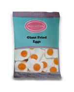 Giant Fried Eggs - 1Kg Bulk bag of retro fruit flavour jelly sweets shaped like eggs, in giant size.